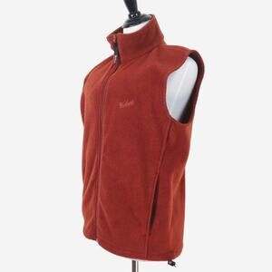 Woolrich Mens S Full Zip Fleece Vest Sweater Brick Burnt Orange
